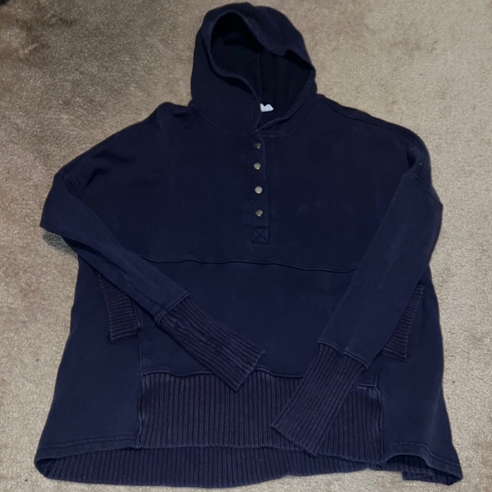 BUCKETLIST Brand Hooded Pullover with Quarter Snap Front+ Kangaroo Pocket.